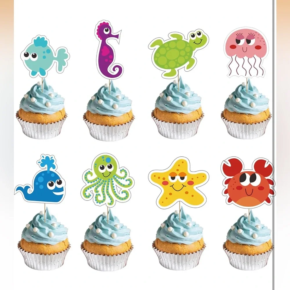 Under the Sea Cupcake Toppers - Multicolor